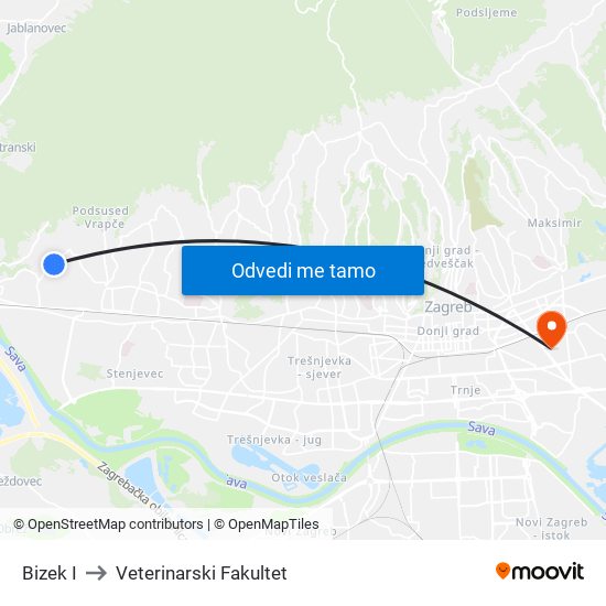 Bizek I to Veterinarski Fakultet map