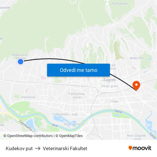 Kudekov put to Veterinarski Fakultet map