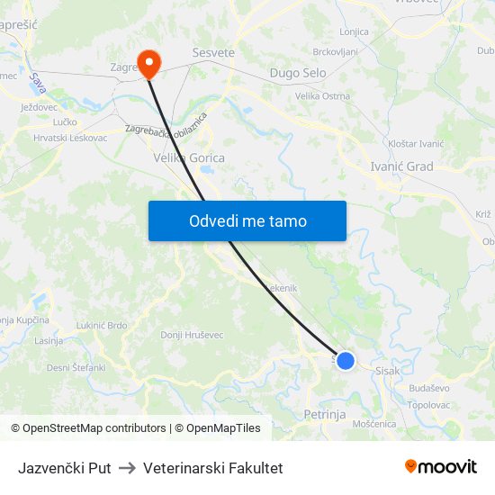 Jazvenčki Put to Veterinarski Fakultet map