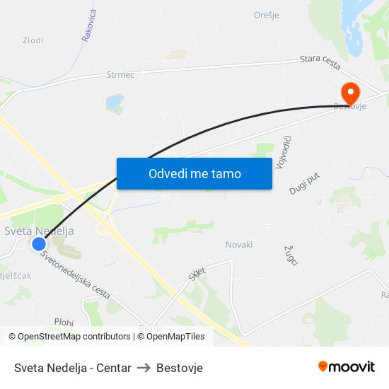 Sveta Nedelja - Centar to Bestovje map