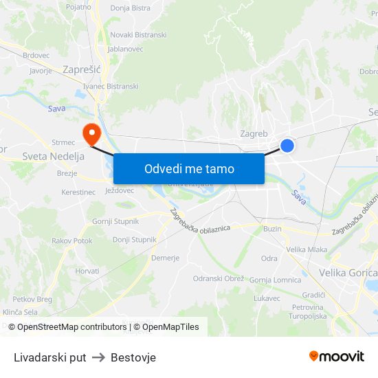 Livadarski put to Bestovje map