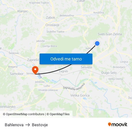 Bahlenova to Bestovje map