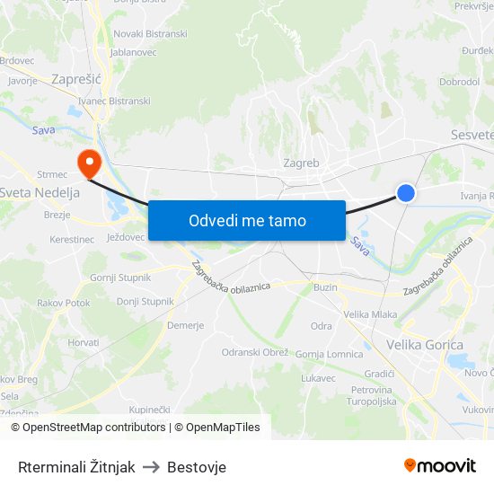 Rterminali Žitnjak to Bestovje map