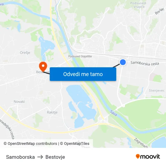 Samoborska to Bestovje map