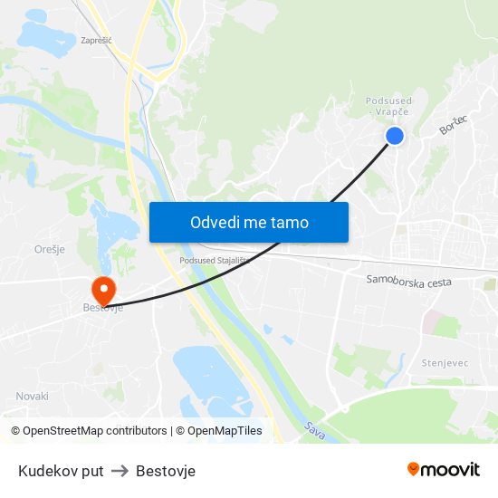 Kudekov put to Bestovje map