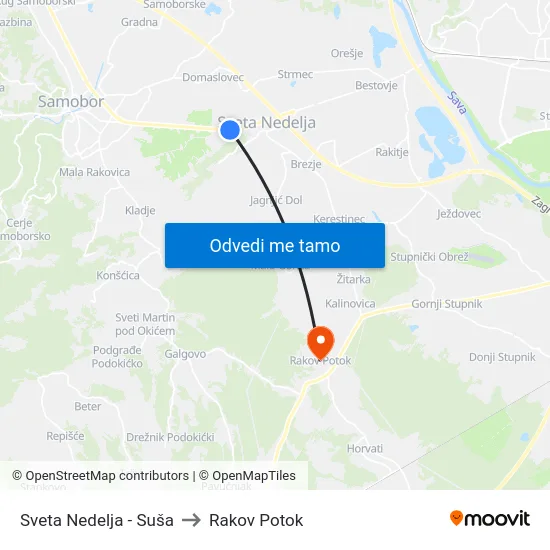 Sveta Nedelja - Suša to Rakov Potok map