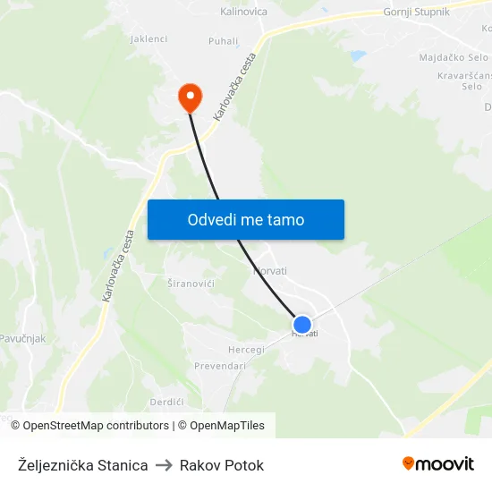 Željeznička Stanica to Rakov Potok map