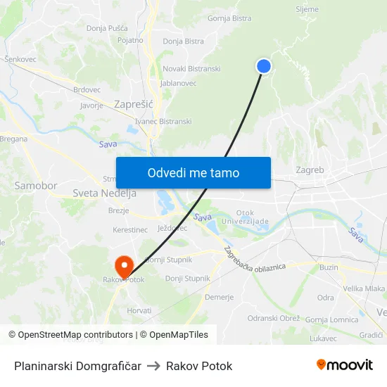 Planinarski Domgrafičar to Rakov Potok map