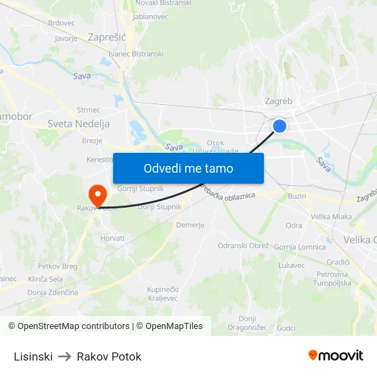 Lisinski to Rakov Potok map