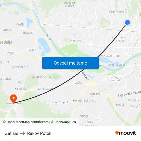 Zatišje to Rakov Potok map