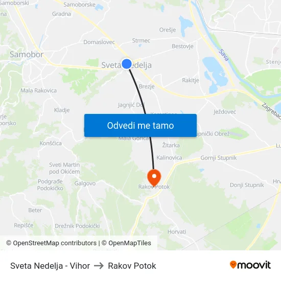 Sveta Nedelja - Vihor to Rakov Potok map