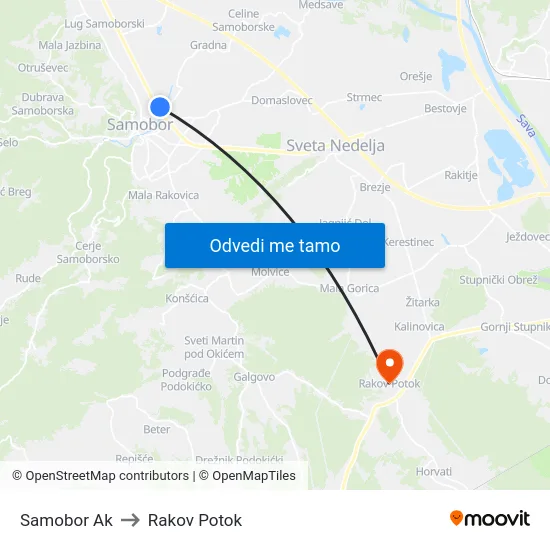 Samobor Ak to Rakov Potok map