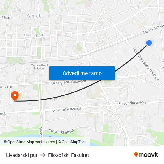 Livadarski put to Filozofski Fakultet map