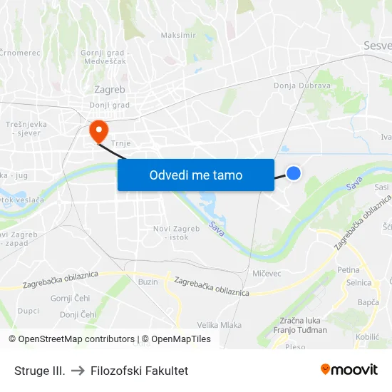 Struge III. to Filozofski Fakultet map