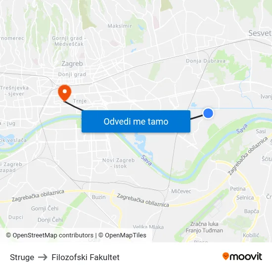 Struge to Filozofski Fakultet map