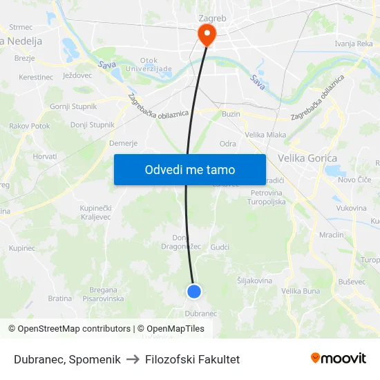 Dubranec, Spomenik to Filozofski Fakultet map