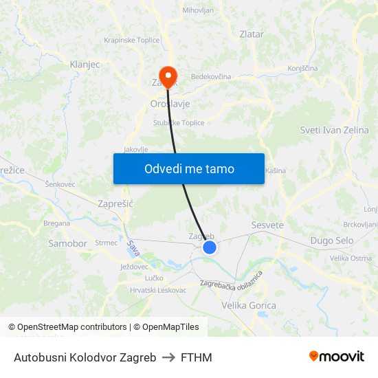 Autobusni Kolodvor Zagreb to FTHM map