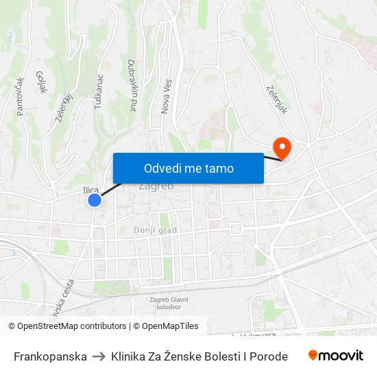 Frankopanska to Klinika Za Ženske Bolesti I Porode map
