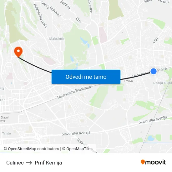 Culinec to Pmf Kemija map