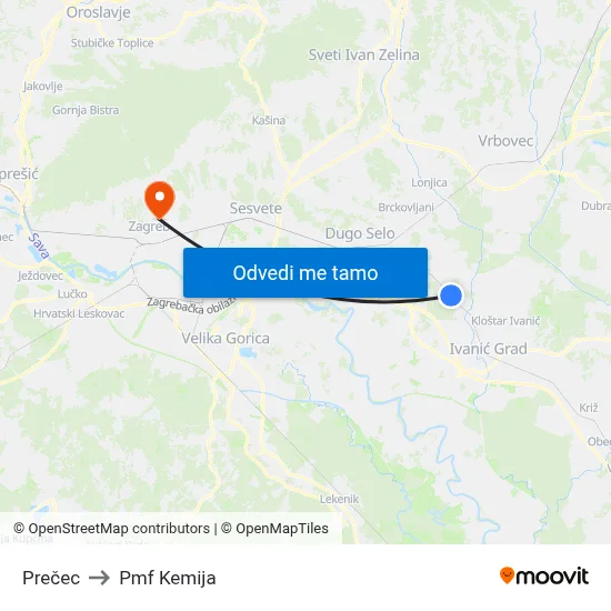 Prečec to Pmf Kemija map