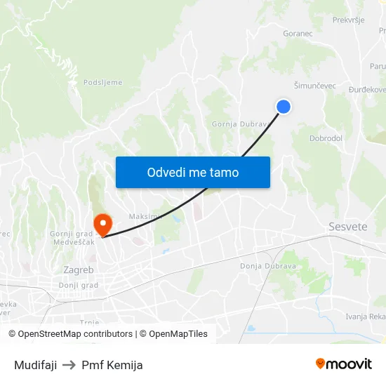 Mudifaji to Pmf Kemija map