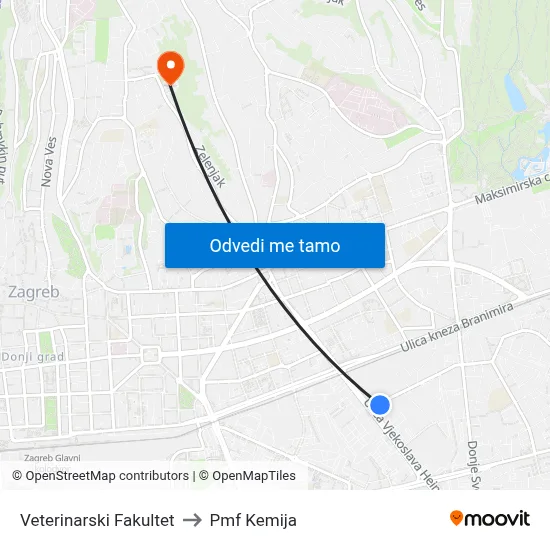 Veterinarski Fakultet to Pmf Kemija map