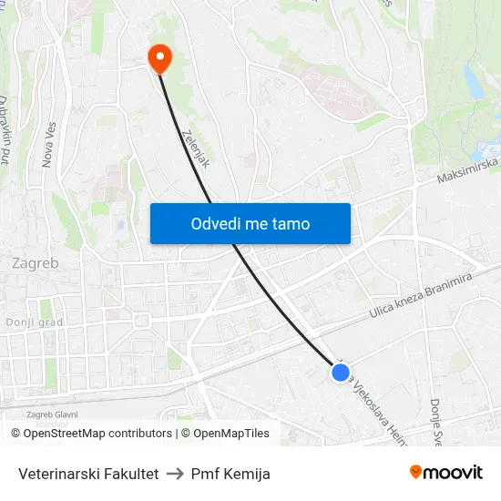 Veterinarski Fakultet to Pmf Kemija map