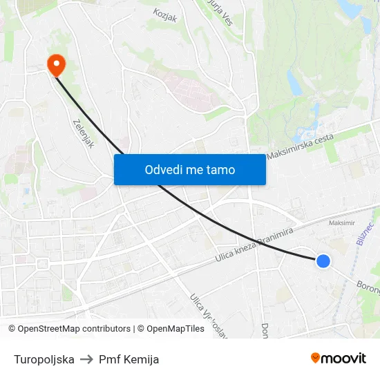 Turopoljska to Pmf Kemija map