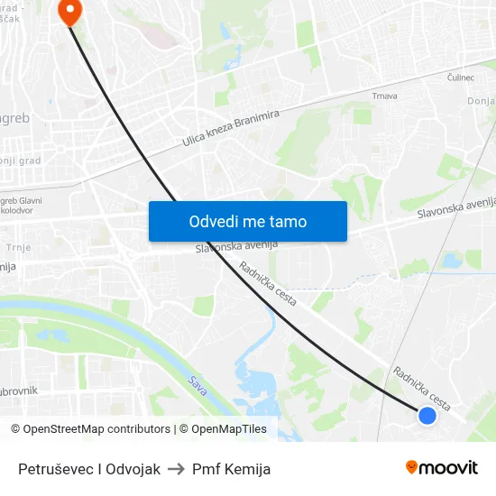 Petruševec I Odvojak to Pmf Kemija map