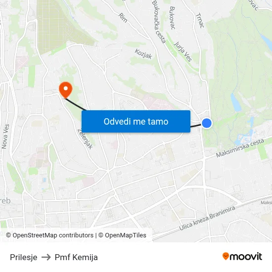 Prilesje to Pmf Kemija map