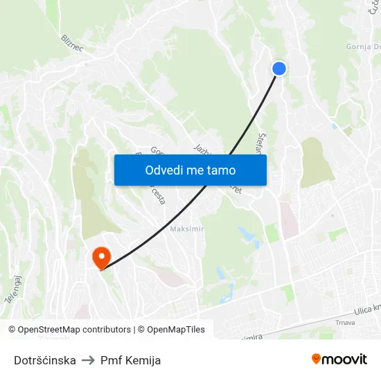 Dotršćinska to Pmf Kemija map