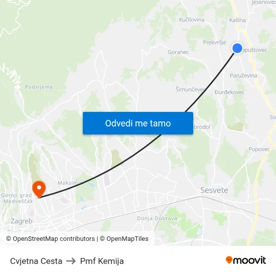 Cvjetna Cesta to Pmf Kemija map