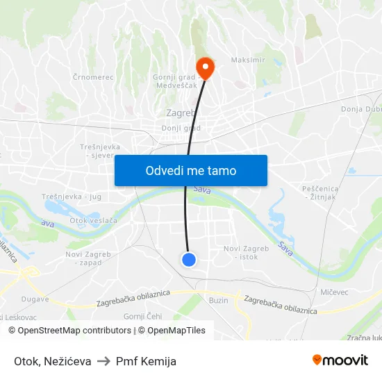 Otok, Nežićeva to Pmf Kemija map