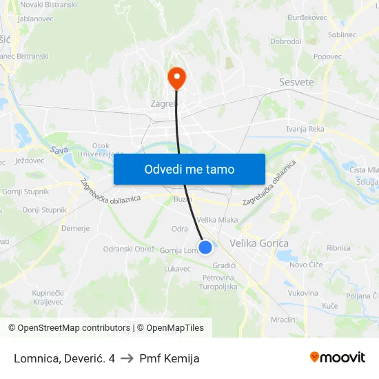 Lomnica, Deverić. 4 to Pmf Kemija map