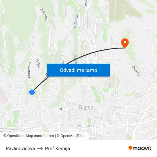Pavlinovićeva to Pmf Kemija map