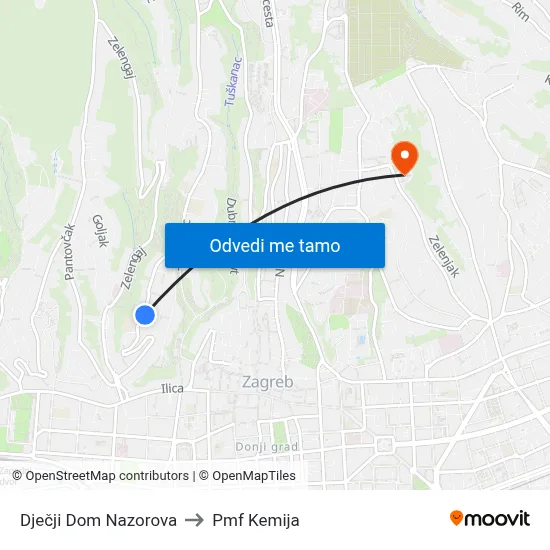 Dječji Dom Nazorova to Pmf Kemija map