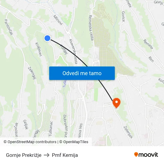 Gornje Prekrižje to Pmf Kemija map