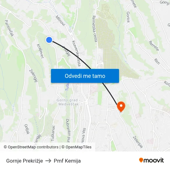 Gornje Prekrižje to Pmf Kemija map