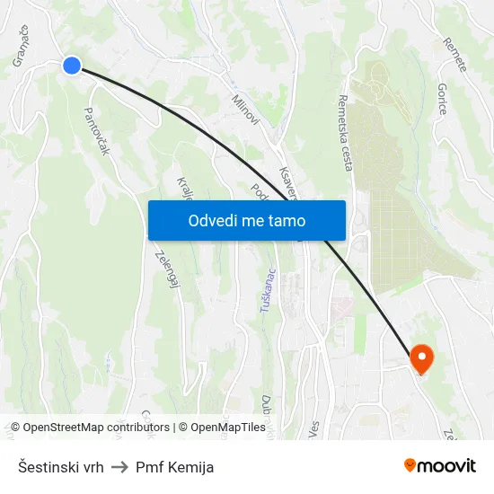 Šestinski vrh to Pmf Kemija map