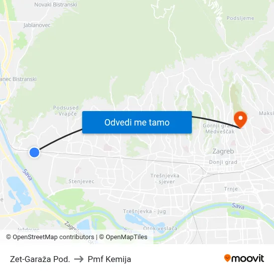 Zet-Garaža Pod. to Pmf Kemija map