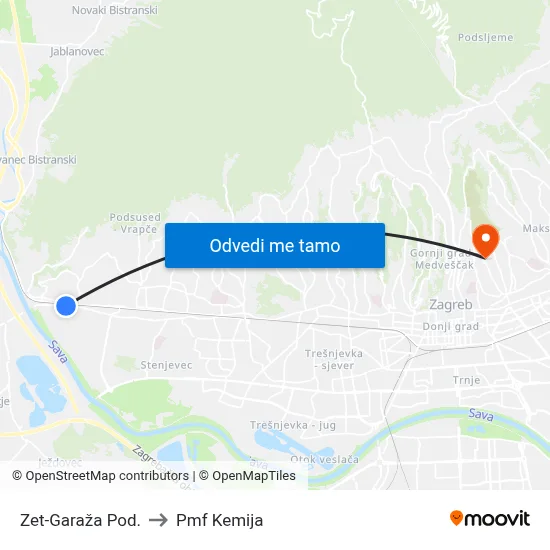 Zet-Garaža Pod. to Pmf Kemija map
