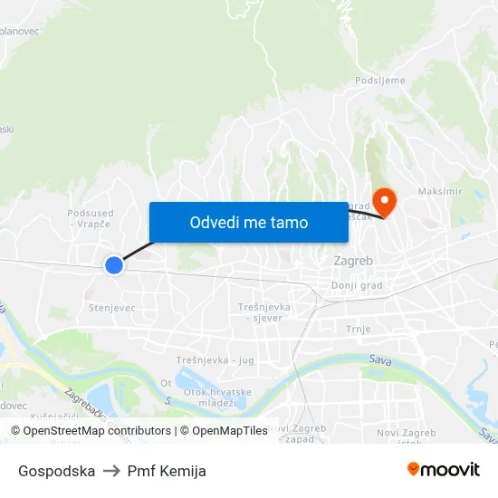 Gospodska to Pmf Kemija map