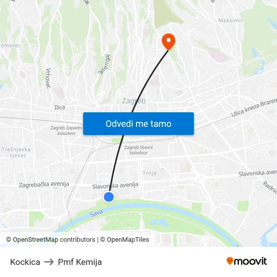 Kockica to Pmf Kemija map