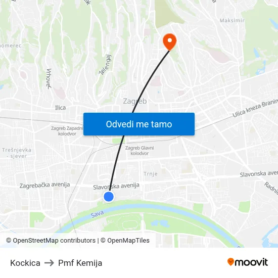 Kockica to Pmf Kemija map