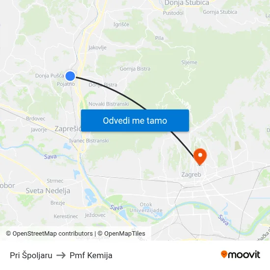 Pri Špoljaru to Pmf Kemija map