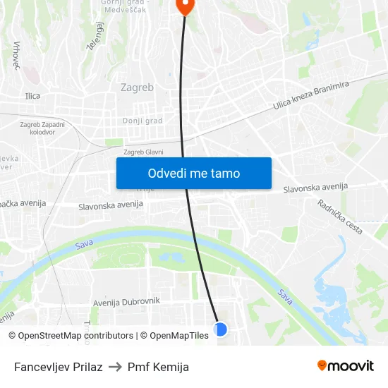 Fancevljev Prilaz to Pmf Kemija map