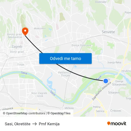 Sasi, Okretište to Pmf Kemija map