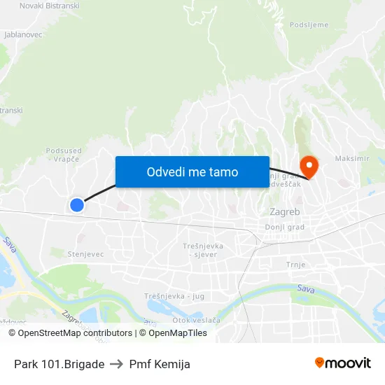 Park 101.Brigade to Pmf Kemija map