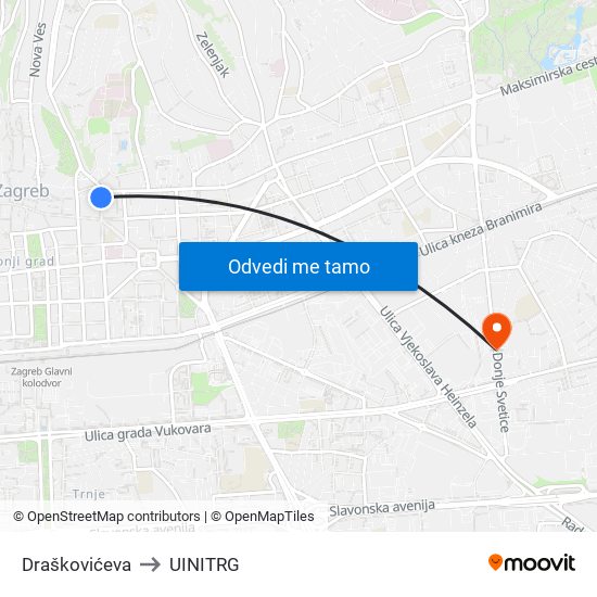 Draškovićeva to UINITRG map