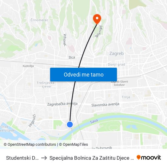 Studentski Dom Stjepan Radić to Specijalna Bolnica Za Zaštitu Djece S Neurorazvojnim I Motoričkim Smetnjama map